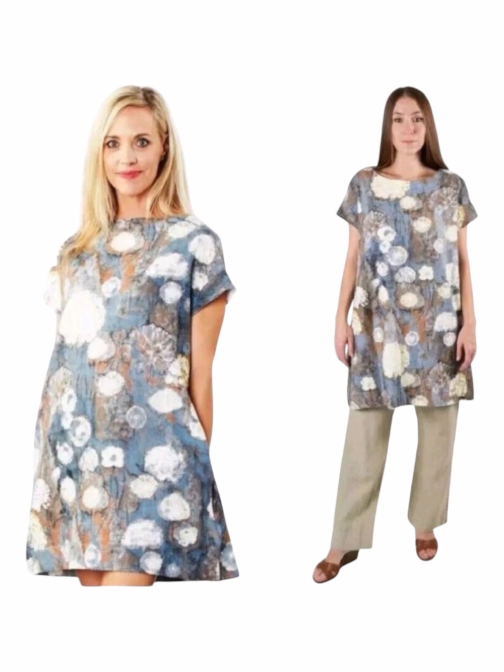 Bryn Walker Ansel Tunic Burdock Linen Blend Art Print Dress Small Lagenlook